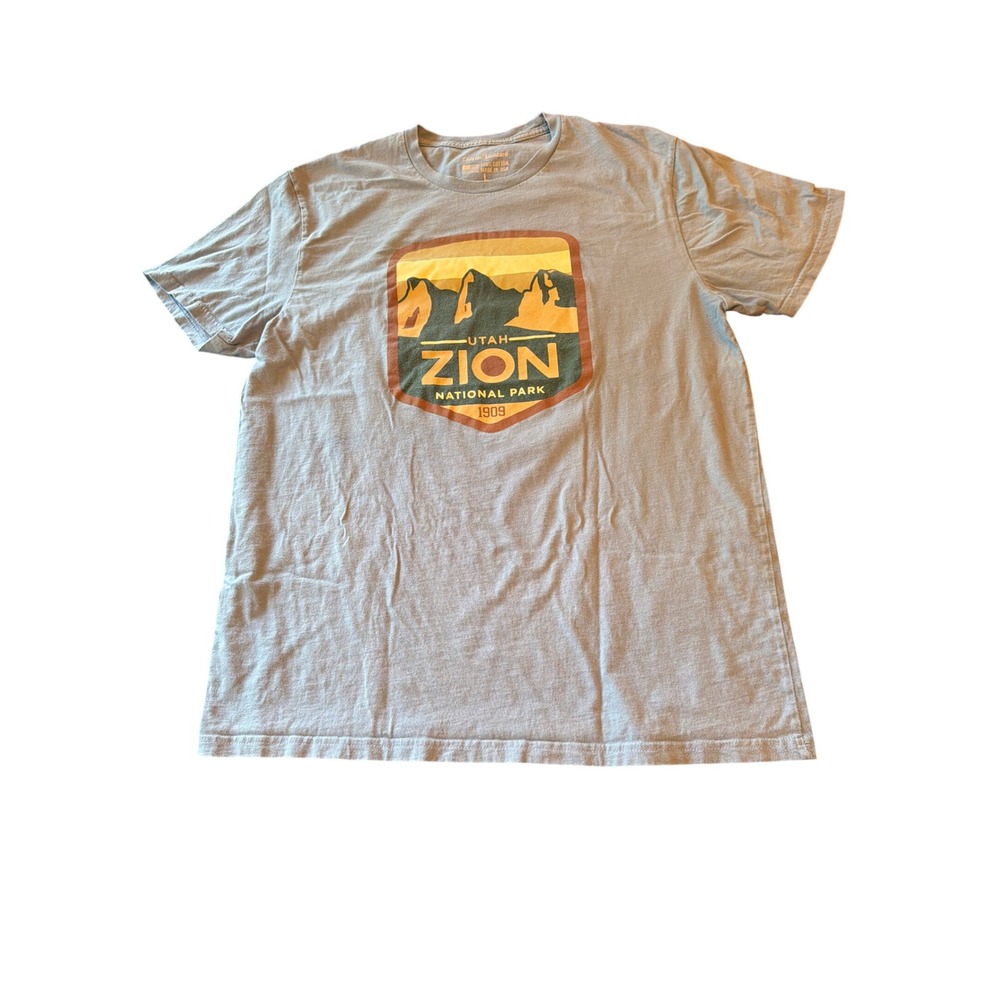 General Standard T-Shirt Blue Zion National Park Utah Graphic Tee Cotton USA L